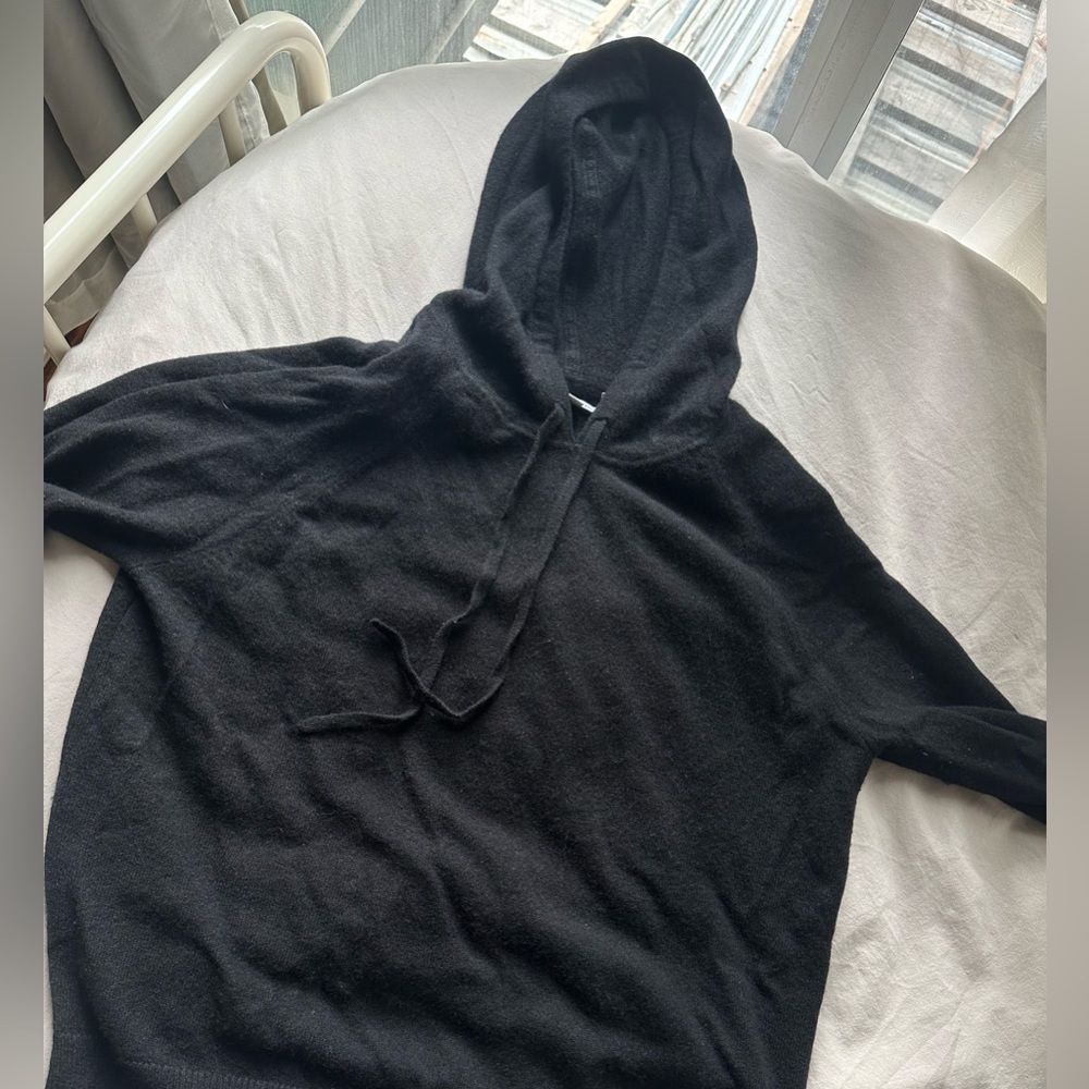 Black cashmere hoodie